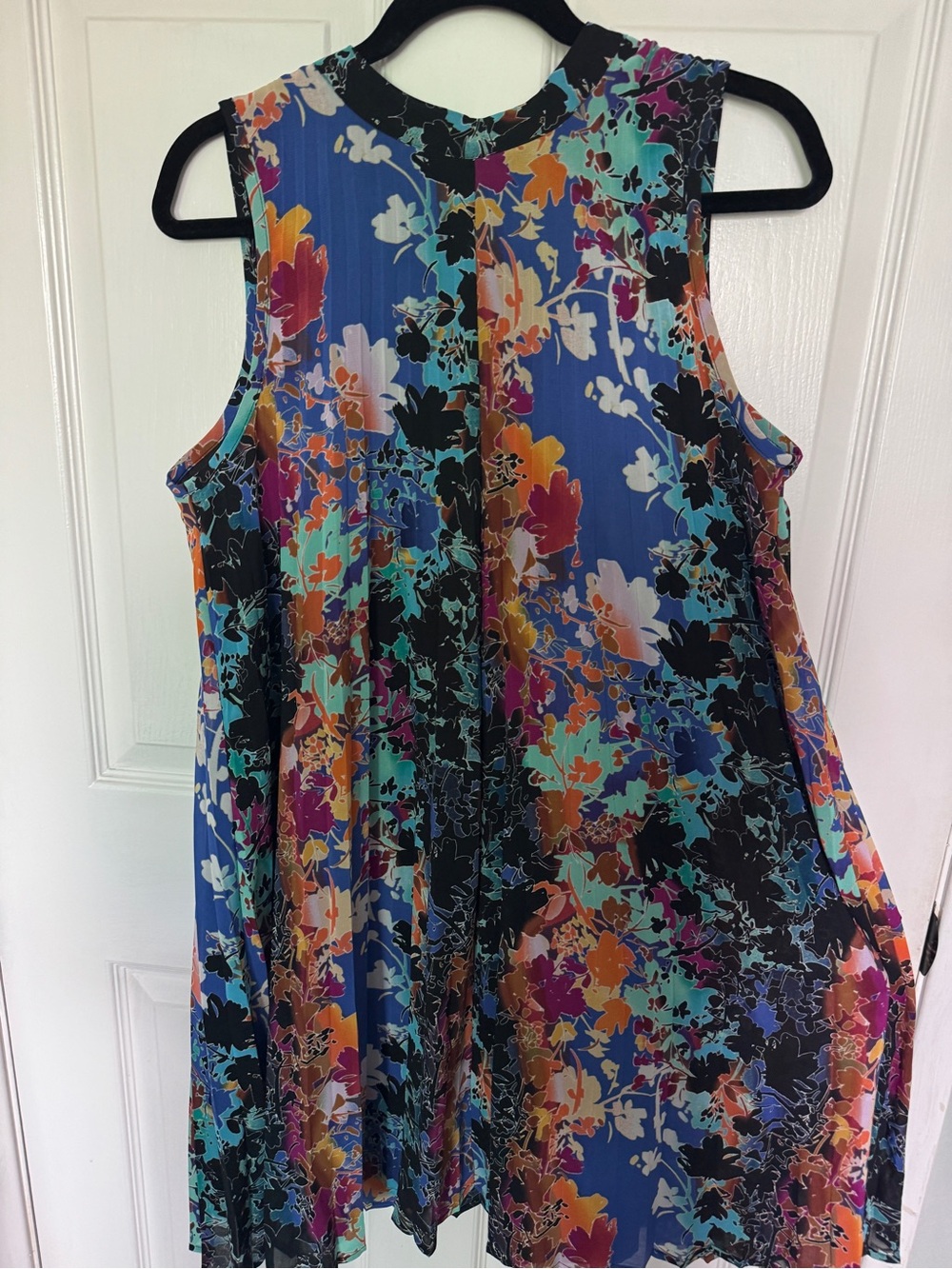 Nicole by Nicole Miller Blue Multicolor Floral Midi Dress